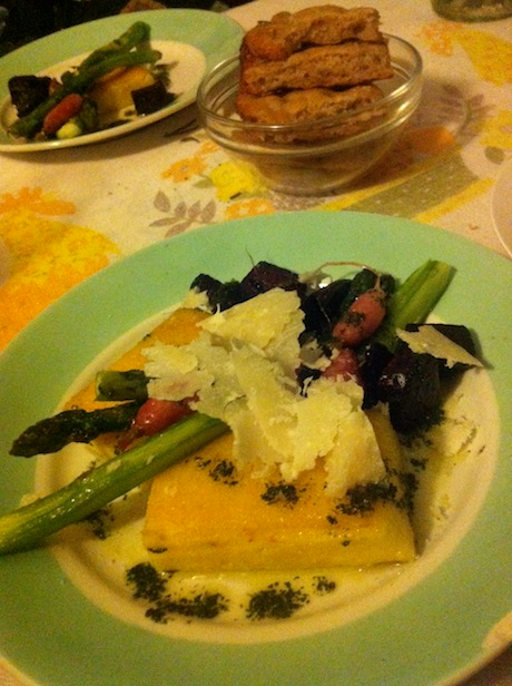 Dinner at La Cucina di Terresa: polenta with spring vegetables