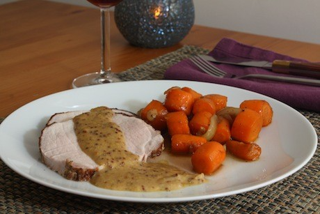 Roast Pork and Carrots with Mustard Sauce