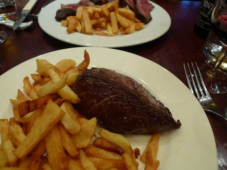 Rump steak and faux filet at Le Severo, a Paris bistro in the 14th Arrondissement that specializes in steak frites