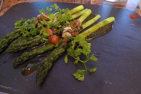 Asparagus vinaigrette at Le Troquet, Christian Etchebest’s Basque-inflected bistro in the 15th Arrondissement of Paris