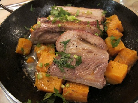 Pork spare ribs with sweet potatoes and a touch of cinnamon and garlic at Semilla, a casual dining spot in the 6th Arrondissement of Paris