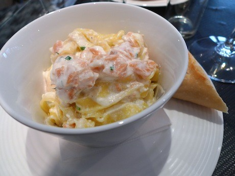 Tagliatelle with salmon and ricotta at Simone & Nicola, an Italian épicerie/restaurant in the 11th Arrondissement of Paris