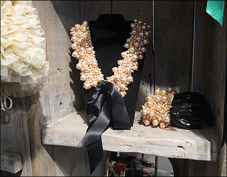Fashionable accessories at the Yesim Chambrey boutique, in Paris