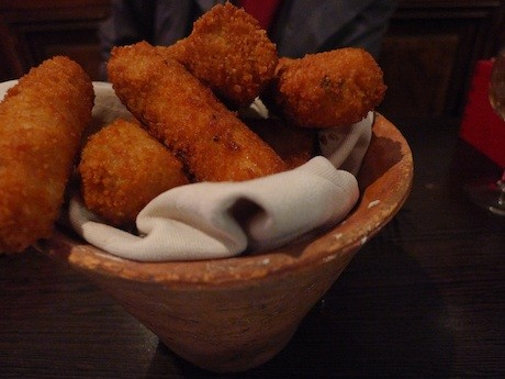 Croquettes of polenta and smoked duck at Dans les Landes, in the 5th Arrondissement, in Paris
