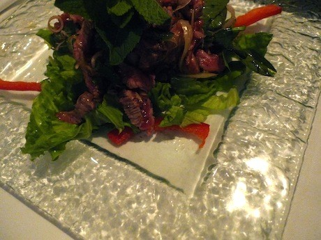 Rare beef salad at Citronnelle et Galanga, in the 2nd Arrondissement, in Paris