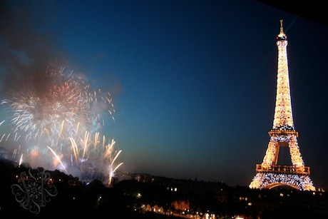 Fireworks at the Eiffel Tower, Bastille Day Paris