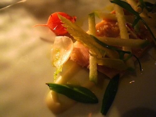 Smoked trout with apple and celery at Frenchie, Gregory Marchand's quintessential Paris bistro in the 2nd Arrondissement.