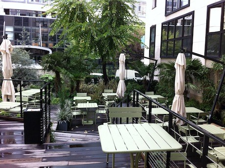 The reworked outdoor terrace of the dining room at La Maison Champs Elysées 