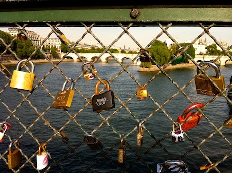 Lovers’ padlocks on the Pont des Arts in Paris