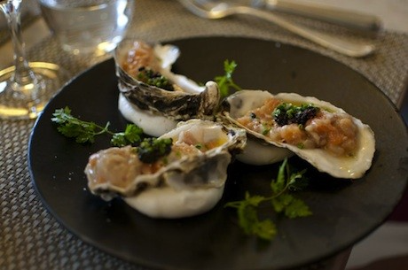 Oysters with caviar at Le Bibent, a restaurant in Toulouse