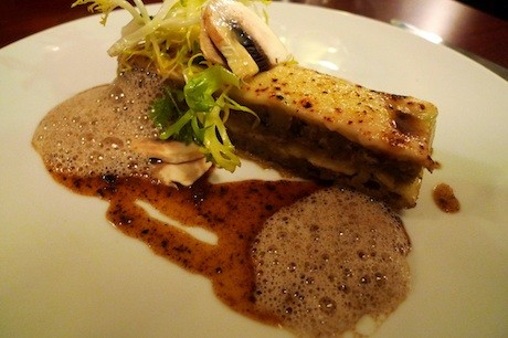 Lasagna foie gras, artichokes and cèpes