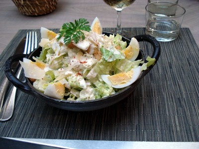 Caesar salad at Les Cocottes de Christian Constant in Paris