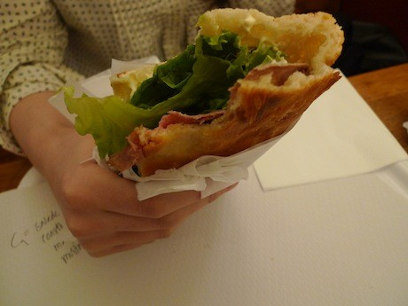 The Cheesy English, an Anglo-inspired sandwich at Cosi, the original Mediterranean sandwich shop that spawned the American chain, located in the 6th Arrondissement of Paris