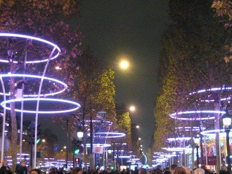 Holiday lights on the Champs Elysées