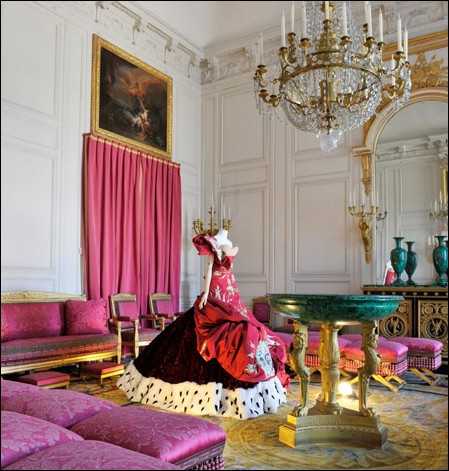 Fashion by Maison Christian Dior, in the Salon des Malachites, at Versailles