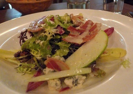 Salad with apples, roquefort, and pancetta at Albion, a Paris bistro and wine bar in the 10th Arrondissement, new from the crew behind the beloved Fish la Boissonnerie