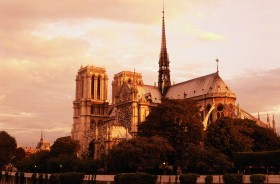 Notre-Dame at sunset.